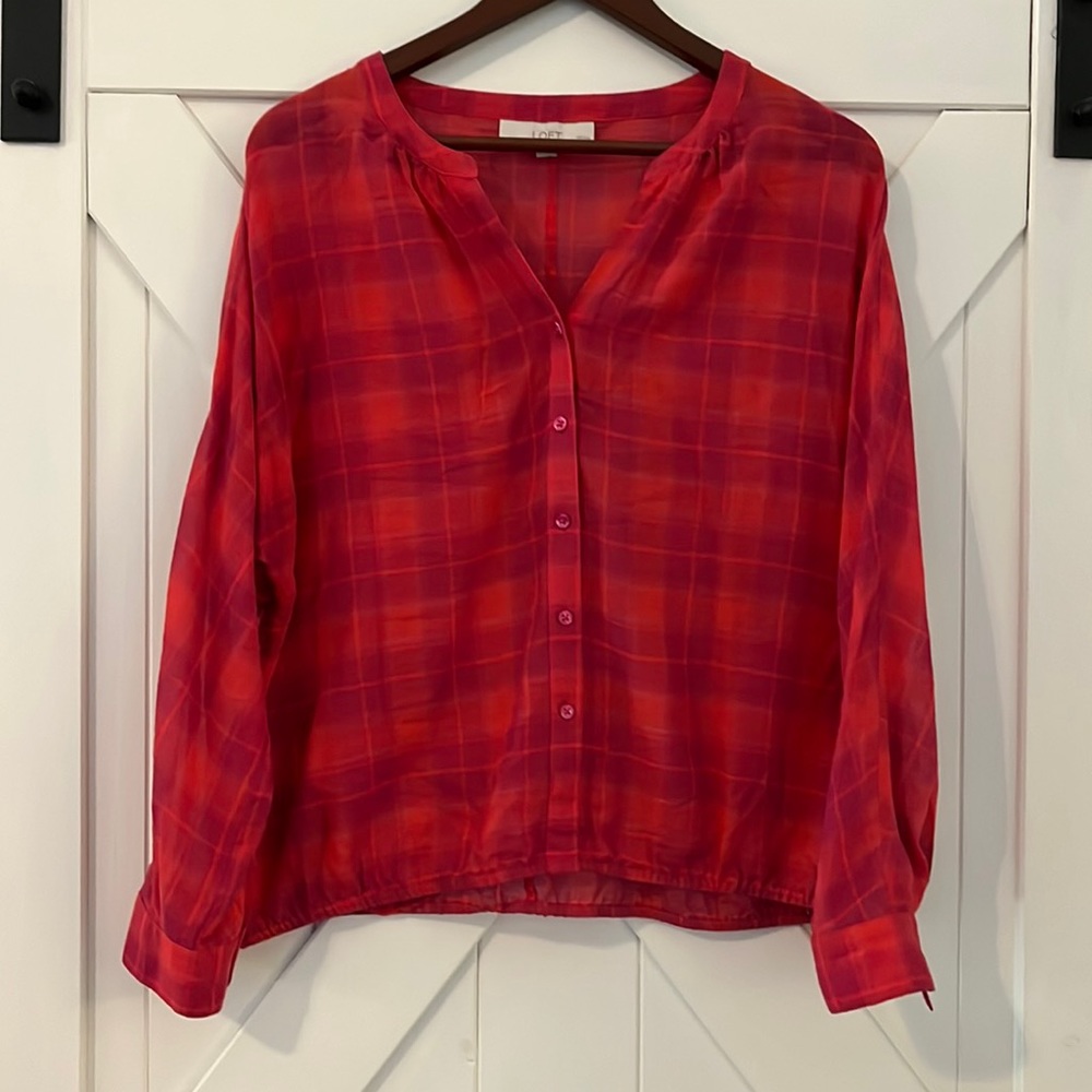 Loft | Lightweight plaid top